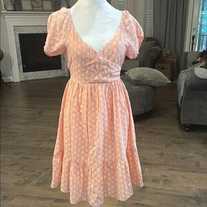 Peach Floral Wrap Dress